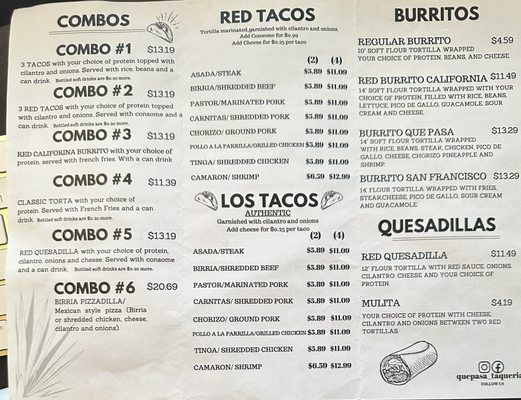 Menu photo 6 Que Pasa Taqueria Royal Oak, MI