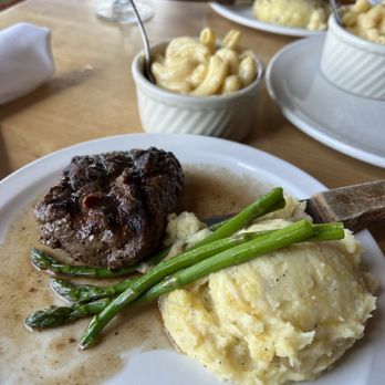 Rocking V Cafe - Bison tenderloin medium rare and kid's Mac n cheese - New American Near Me - Kanab, Utah Rocking V Cafe - Bison tenderloin medium rare and kid's Mac n cheese - New American Near Me - Kanab, Utah