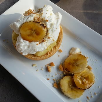 Tinker Street - Banana Cream Pie with Banana Brulee on a vanilla wafer - Wine Bars Near Me - Indianapolis, Indiana Tinker Street - Banana Cream Pie with Banana Brulee on a vanilla wafer - Wine Bars Near Me - Indianapolis, Indiana