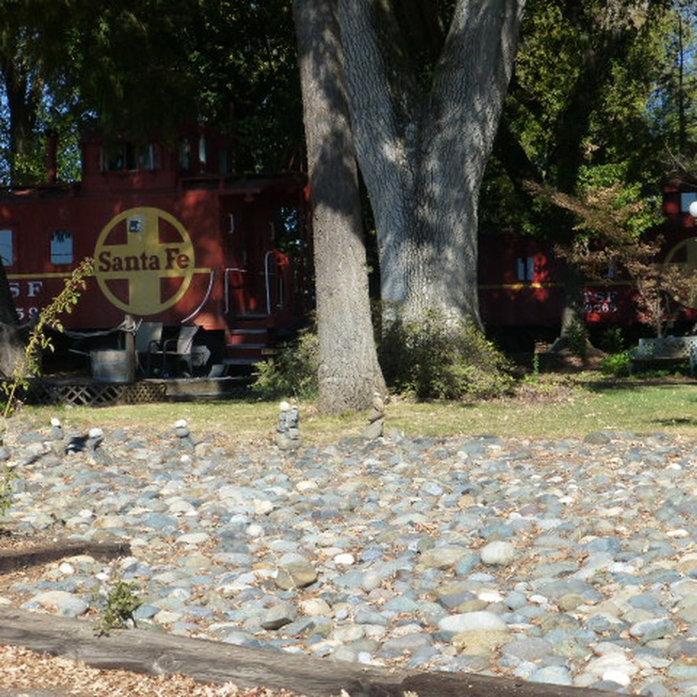 Featherbed Railroad - Stacked rocks along a pathway. - Bed & Breakfast Near Me - Upper Lake, California