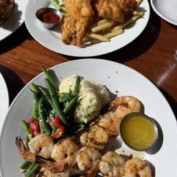 Fish & Chips ($24) & Shrimp Brochette ($32) Fish & Chips ($24) & Shrimp Brochette ($32)