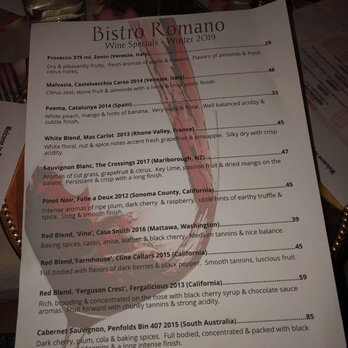 Bistro Romano - Restaurant Week 2019 - Bottles of Wine Menu - Italian Near Me - Philadelphia, Pennsylvania Bistro Romano - Restaurant Week 2019 - Bottles of Wine Menu - Italian Near Me - Philadelphia, Pennsylvania