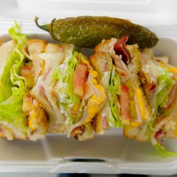 Sam's Gourmet - Club sandwich with a fried Jalapeño no fries. - Food Trucks Near Me Sam's Gourmet - Club sandwich with a fried Jalapeño no fries. - Food Trucks Near Me