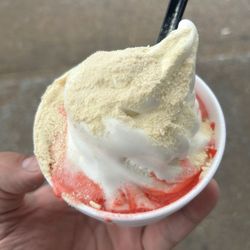 John's Drive In - Vanilla soft serve with cherry topping and malt