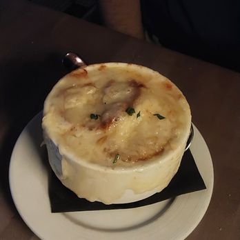 Truffles Cafe - French onion soup (made with chicken stock) - Seafood Near Me - Hilton Head Island, South Carolina Truffles Cafe - French onion soup (made with chicken stock) - Seafood Near Me - Hilton Head Island, South Carolina