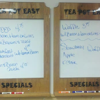Tea Pot East - The days specials on the wall. - Breakfast & Brunch Near Me - Paw Paw, Michigan