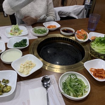 Hahm Ji Bach - Sides!! Salad, macaroni salad, lettuce, salty cucumbers, daikon, potatoes, eggplant, kimchi - Korean Near Me - Flushing, New York