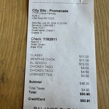 City Silo Table + Pantry - Receipt - Juice Bars & Smoothies Near Me - Little Rock, Arkansas City Silo Table + Pantry - Receipt - Juice Bars & Smoothies Near Me - Little Rock, Arkansas