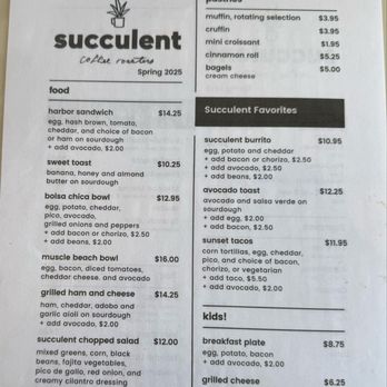 Succulent Coffee Roasters - menu 05/2025 - Coffee & Tea Near Me - Huntington Beach, California Succulent Coffee Roasters - menu 05/2025 - Coffee & Tea Near Me - Huntington Beach, California