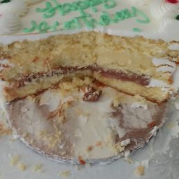 Poor quality rum cake. Dried out and over-cooked.