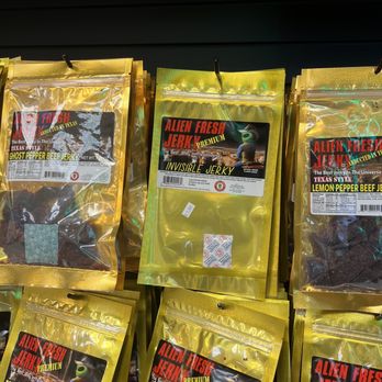 Alien Fresh Jerky - Some selection of jerkey - Meat Shops Near Me - Baker, California Alien Fresh Jerky - Some selection of jerkey - Meat Shops Near Me - Baker, California