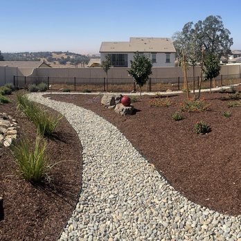 Cascadian Landscape - Panoramic of the back yard. Fire pit pebble rock walking path, dry creek bed. - General Contractors Near Me - El Dorado Hills, California Cascadian Landscape - Panoramic of the back yard. Fire pit pebble rock walking path, dry creek bed. - General Contractors Near Me - El Dorado Hills, California