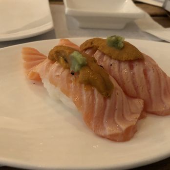 Dana Kai Sushi - Seal salmon with uni ( uni not fresh smells bad) - Japanese Near Me - Dana Point, California