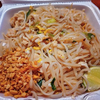 Thai Grub - noodles in a styrofoam container - Thai Near Me