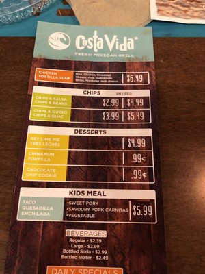 Menu photo 2 Costa Vida Calgary, AB Menu photo 2 Costa Vida Calgary, AB