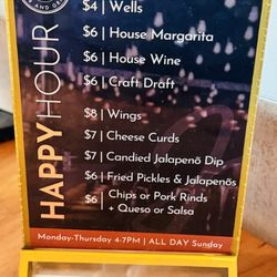 Nine Flags Bar - Happy hour menu