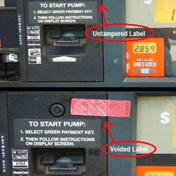 Shell Gas Station - You can check for VOIDED labels to see if the outside pump has been tampered with.