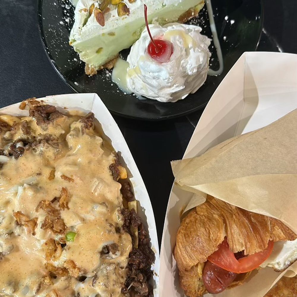 Bulgogi Beef Cheese, Fries, Sausage and Egg Croissant, and Pistachio Cheesecake Bulgogi Beef Cheese, Fries, Sausage and Egg Croissant, and Pistachio Cheesecake