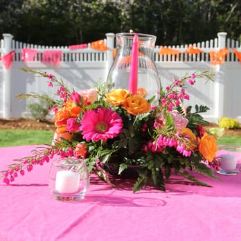 Dedham Flower Shop - Cinco de Mayo table centerpiece with hurricane candle - Florists Near Me - Norwood, Massachusetts Dedham Flower Shop - Cinco de Mayo table centerpiece with hurricane candle - Florists Near Me - Norwood, Massachusetts