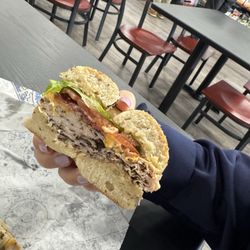 3 Men and A Bagel - The Jefferson Special Sandwich on an everything bagel.