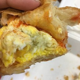 Weird color, reheated eggs. not made fresh