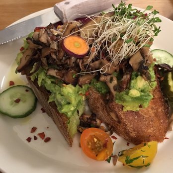 Cafe Madeline - Avocado toast on sourdough bread with mushrooms - Breakfast & Brunch Near Me - Brooklyn, New York Cafe Madeline - Avocado toast on sourdough bread with mushrooms - Breakfast & Brunch Near Me - Brooklyn, New York