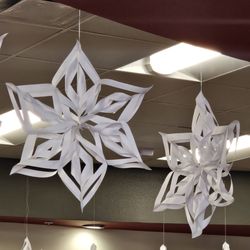 Chevron Station - Snowflakes made by the fantastic manager Paul.