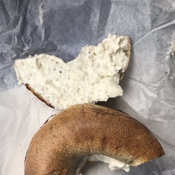 KC'S Bagel Cafe - Cheddar dill bagel with a garlic chive cream cheese! It was amazing - Bagels Near Me - Waterbury, Vermont