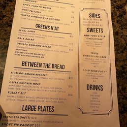 Menu as of 7/2022.