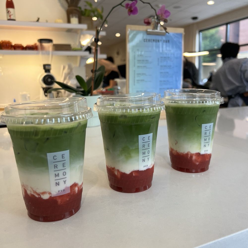 Strawberry matcha latte