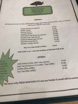 Menu photo 3 Robinson's Seafood Cedar Key, FL