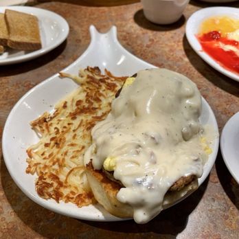 Huckleberry’s Breakfast and Lunch - Tony's Scramble in the front and New Orleans Skillet in the back. - Breakfast & Brunch Near Me - Elk Grove, California