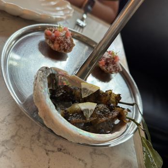 Chez Noir - Abalone and Beef Tartare - Seafood Near Me - Carmel, California Chez Noir - Abalone and Beef Tartare - Seafood Near Me - Carmel, California