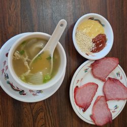 Golden Dragon Cafe - BBQ Pork for 2 and one cup of wonton soup.