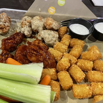 Buffalo Wild Wings - Boneless Wings with tater tots and veggies - Chicken Wings Near Me - Daly City, California Buffalo Wild Wings - Boneless Wings with tater tots and veggies - Chicken Wings Near Me - Daly City, California