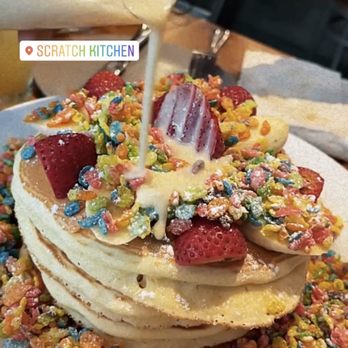 Scratch Kitchen - Milk n Cereal Pancakes fruity pebbles - Breakfast & Brunch Near Me - Honolulu, Hawaii Scratch Kitchen - Milk n Cereal Pancakes fruity pebbles - Breakfast & Brunch Near Me - Honolulu, Hawaii