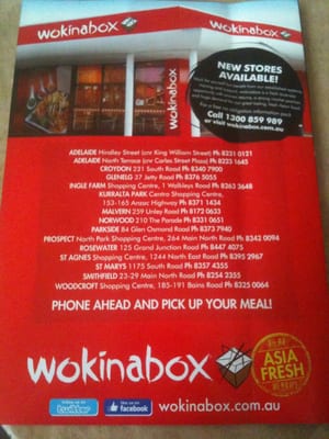 Menu photo 1 Wok in a Box Morphett Vale, SA