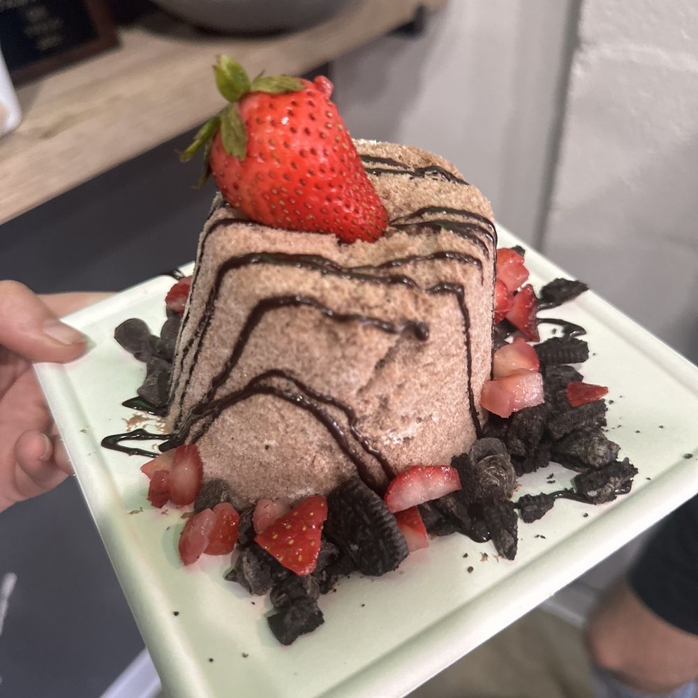 Element Shaved Creamery - The tuxedo - chocolate shaved ice cream with chocolate and fresh strawberries! Yum! - Desserts Near Me - Yucaipa, California Element Shaved Creamery - The tuxedo - chocolate shaved ice cream with chocolate and fresh strawberries! Yum! - Desserts Near Me - Yucaipa, California