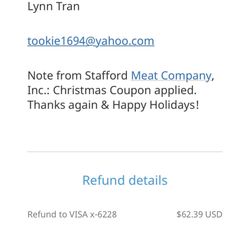 Stafford Meat Company - So nice to reimburse me for Xmas discount;) thanks you guys!!! I'll keep buying more jerky!!