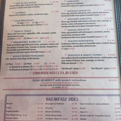 Pena's Place - Breakfast menu