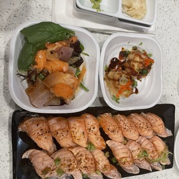 Sushi Asahi - Cajun Seared Salmon Sushi (2 pcs) Assorted Sashimi Salad Baked Scallop - Sushi Bars Near Me - Riverside, California Sushi Asahi - Cajun Seared Salmon Sushi (2 pcs) Assorted Sashimi Salad Baked Scallop - Sushi Bars Near Me - Riverside, California