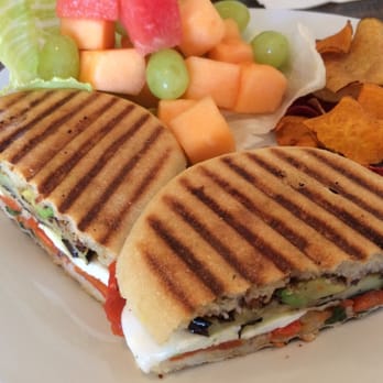Tutto Bene - Veggie panini with side of fruit. - Mediterranean Near Me - Beverly Hills, California Tutto Bene - Veggie panini with side of fruit. - Mediterranean Near Me - Beverly Hills, California