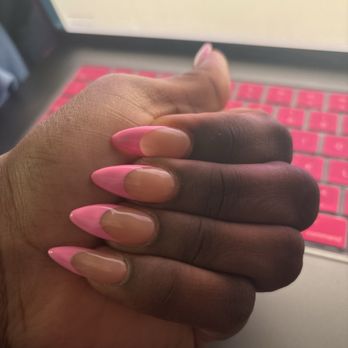 Allure Nail Spa - The French tip is not deep or clean. & the nails are not shaped. My ring finger is like an almond I asked for stiletto. Ugly - Nail Salons Near Me - Atlanta, Georgia