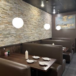 Comfortable booths not just tables. Comfortable booths not just tables.