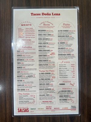 Menu photo 1 Tacos Doña Lena Houston, TX