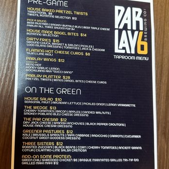 Parlay 6 Brewing - Menu as of May 2024 - Brewpubs Near Me - Reno, Nevada