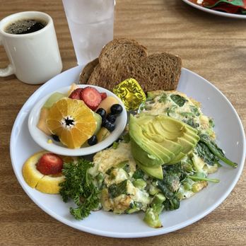 AM Goodness Cafe - Verde omelet with fruit and wheat toast - Cafes Near Me - Vista, California AM Goodness Cafe - Verde omelet with fruit and wheat toast - Cafes Near Me - Vista, California