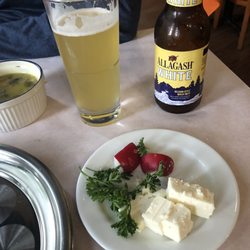 Reza's Restaurant - Allagash beer alongside the herbs and feta plate.