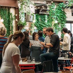 Stomping Ground Brewing - Beer garden with retractable roof.