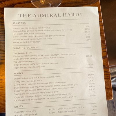 Menu photo 3 Admiral Hardy London, XGL Menu photo 3 Admiral Hardy London, XGL